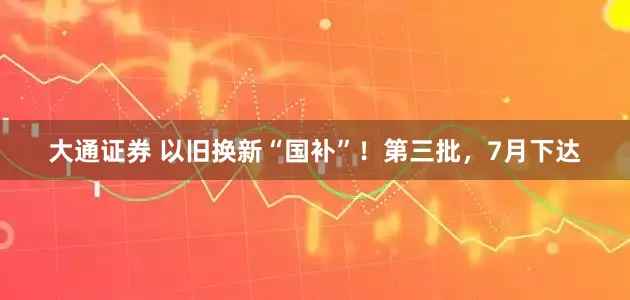 大通证券 以旧换新“国补”！第三批，7月下达